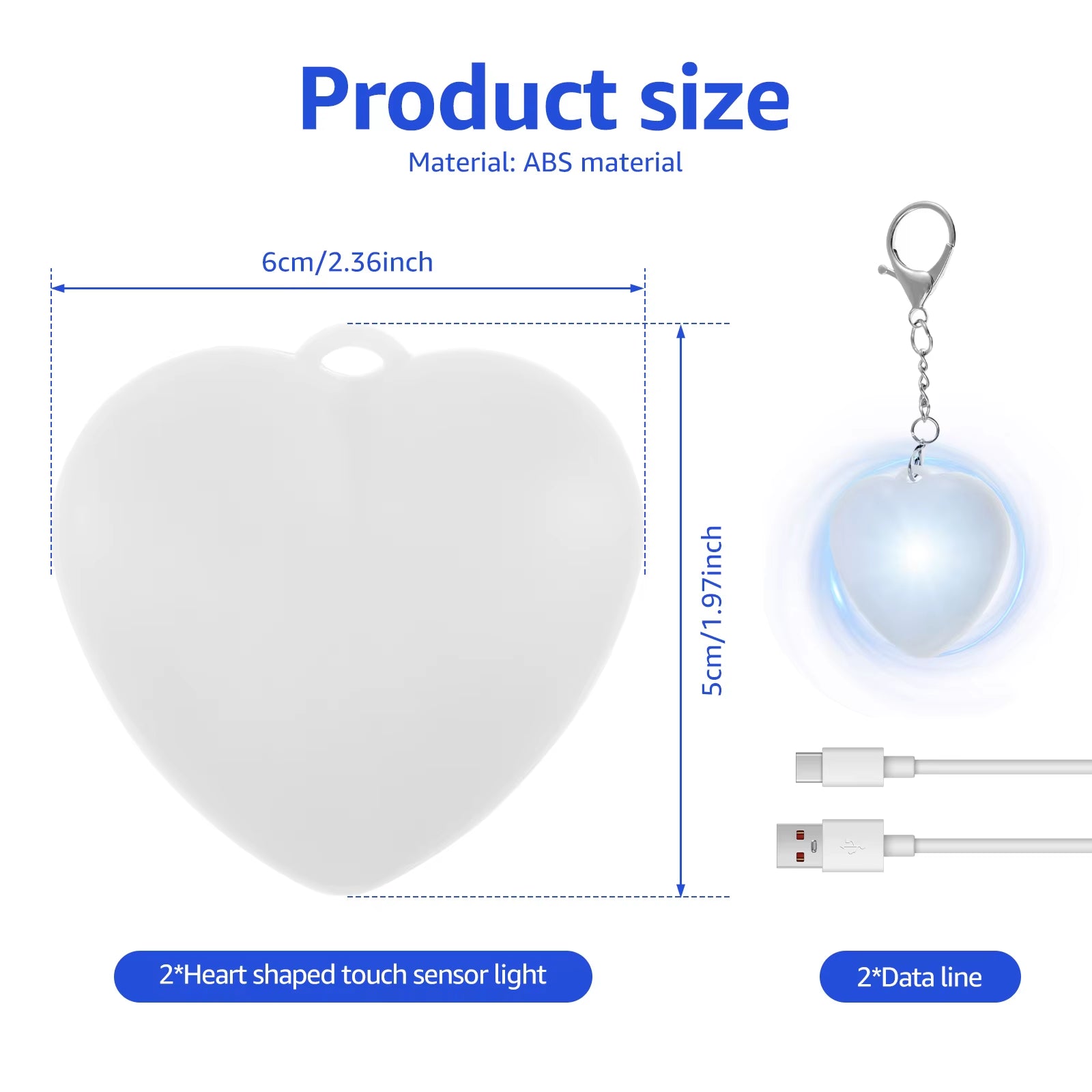 2Pc Purse Glow Heart Light LED Automatic Sensor Purse Light Touch Activated Handbag Light Handbag Night Light Handbag Purse Lamp