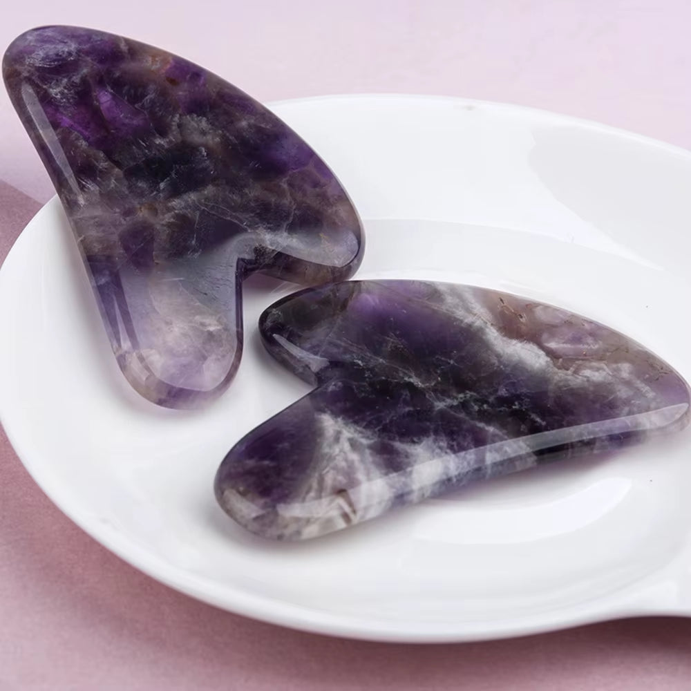 Natural Amethyst Jade Face Lift Massage Body Gua Sha Scraper Skincare Scraping Beauty Facial Massager Tool Gouache Scraper