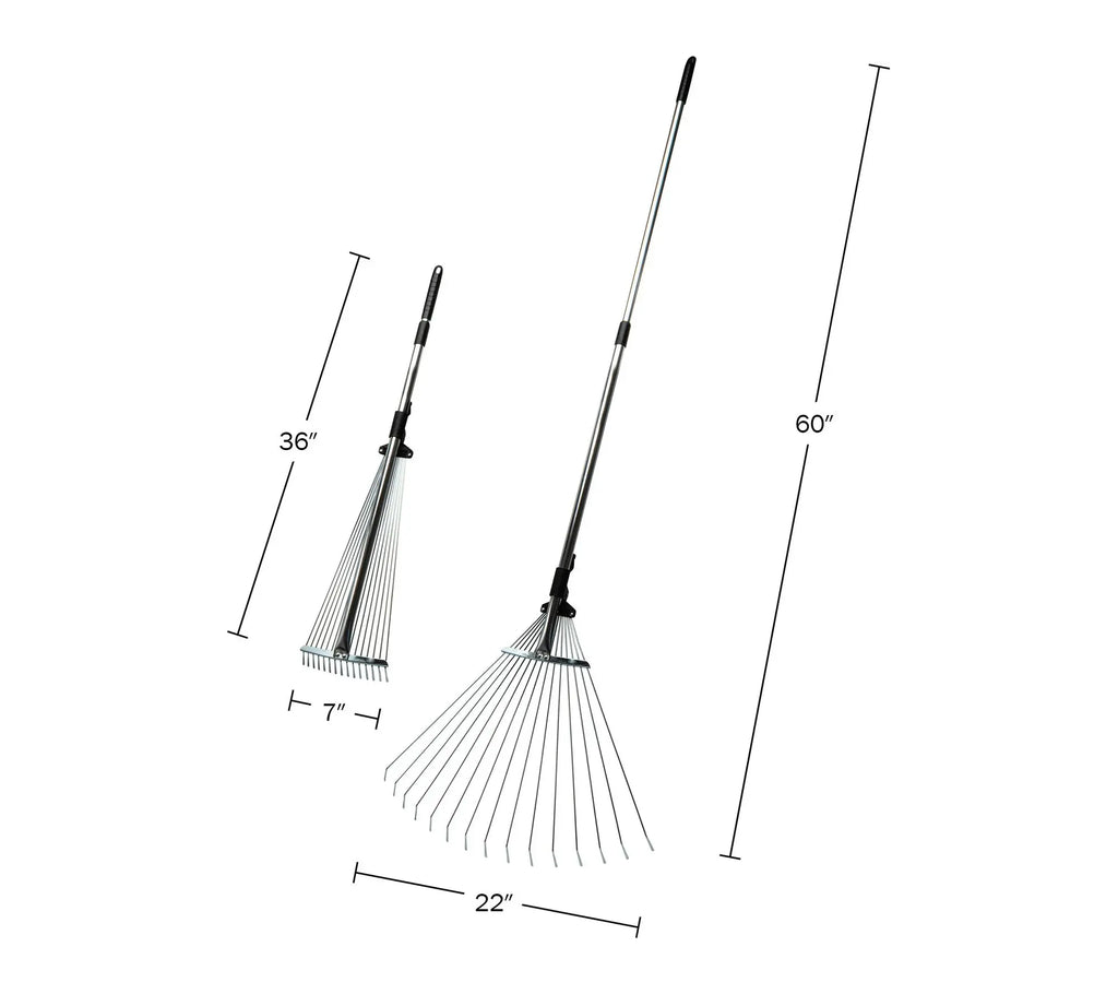 Kings County Adjustable Metal Rake with Expandable Handle