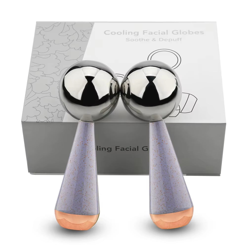 Ice Globes for Facials 360 Rotating Unbreakable Steel Ice Globes Ice Roller for Face and Eyes Ideal Skincare Tool for Facials