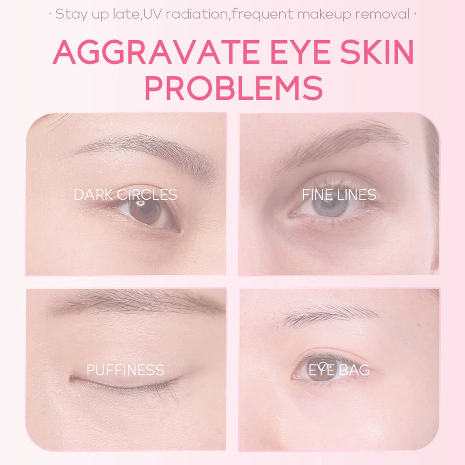 1/3/5Pcs Sakura Eye Essence Cream Eye with Massage Ball Firming Anti-Dark Circles Anti-Puffiness Bags Anti-Aging under Eye Serum