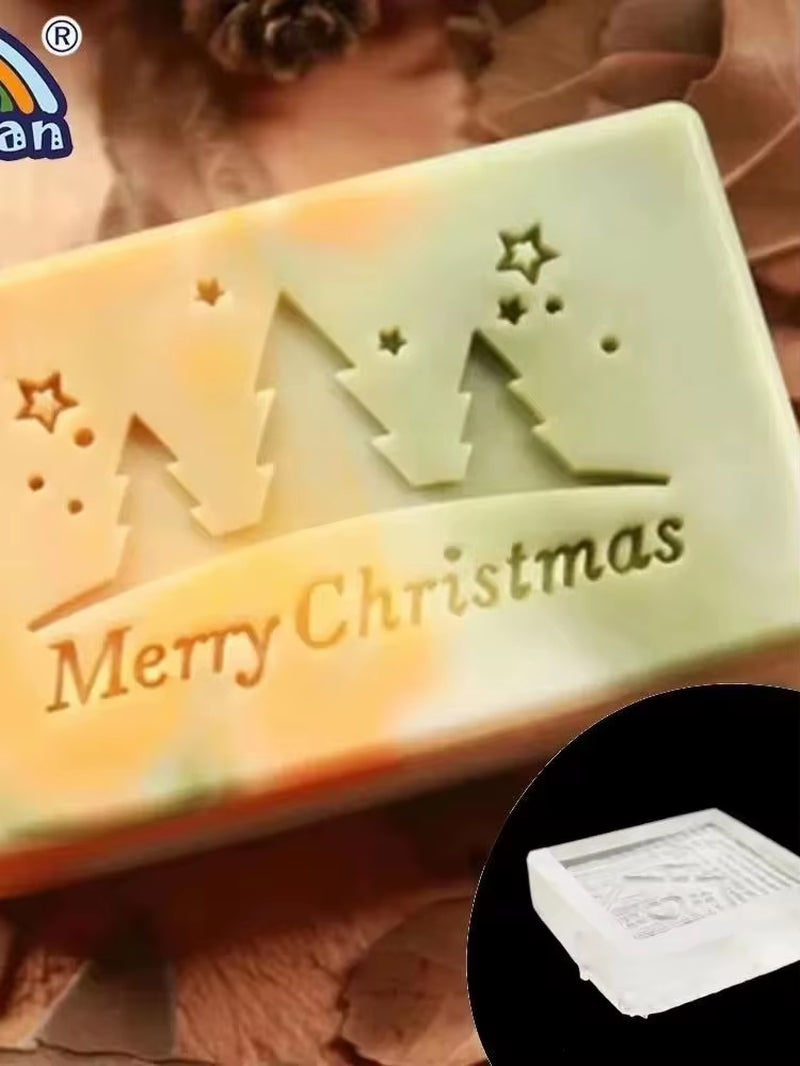 Merry Christmas Handmade Soap Stamp Making Transparent Xmas Tree Natural Soap Chapter with Handle Acrylic Chapters Custom