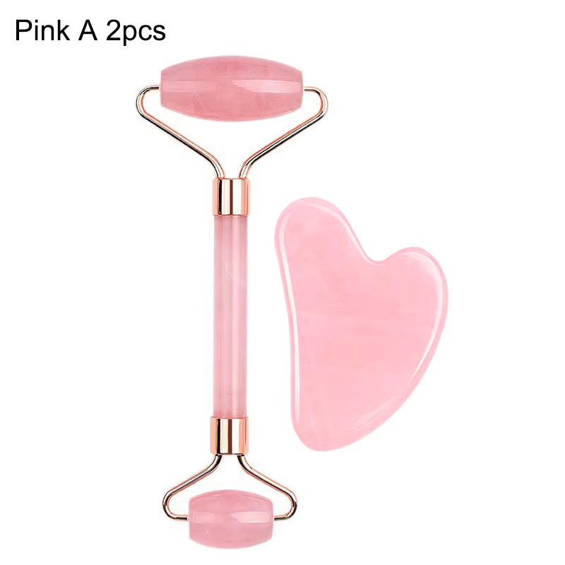2Pcs Ice Face Roller Gua Sha Scraper Set Portable Face Neck Skincare Tool Facial Massage Roller Lifting Contouring Beauty Tools