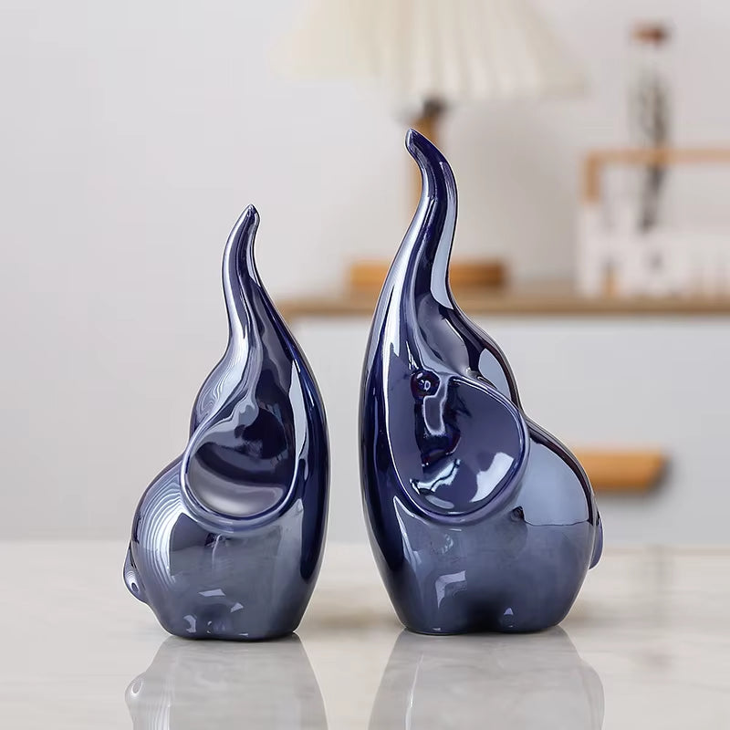 White Porcelain Elephant Ornament Living Room Decor Miniature Item Office Decoration Accessories Home Garden Bedroom Decorations