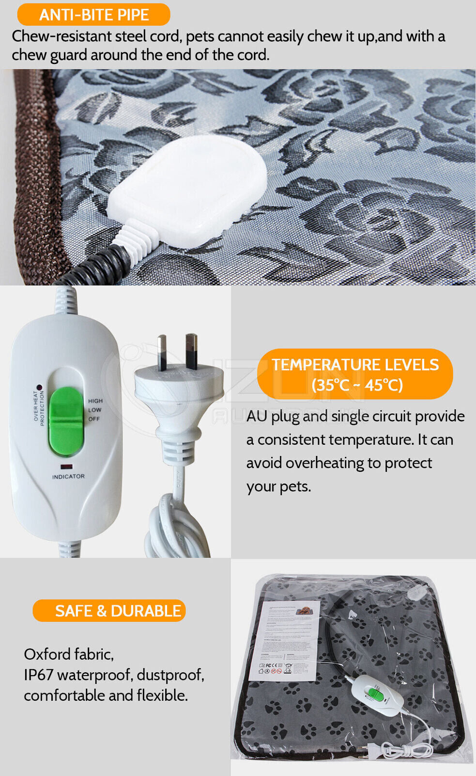 Large Pet Electric Heat Mat AU Plug Warmer Pad Blanket Waterproof Dog Cushion