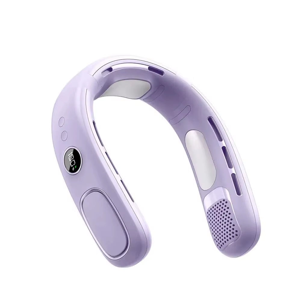 Semiconductor Cooling Wearable Neck Fan with 5-Speed Bladeless Airflow, USB Rechargeable and Portable for Outdoor Activities