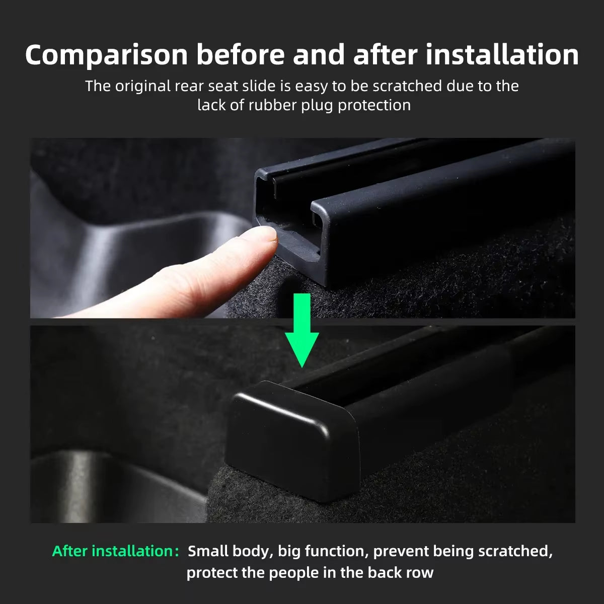 For Tesla Model 3 Y Juniper 2025 2026 Rear Seat Slide Rail Rubber Plug Protection Cover Kick Pad Interior Accessories for Tesla