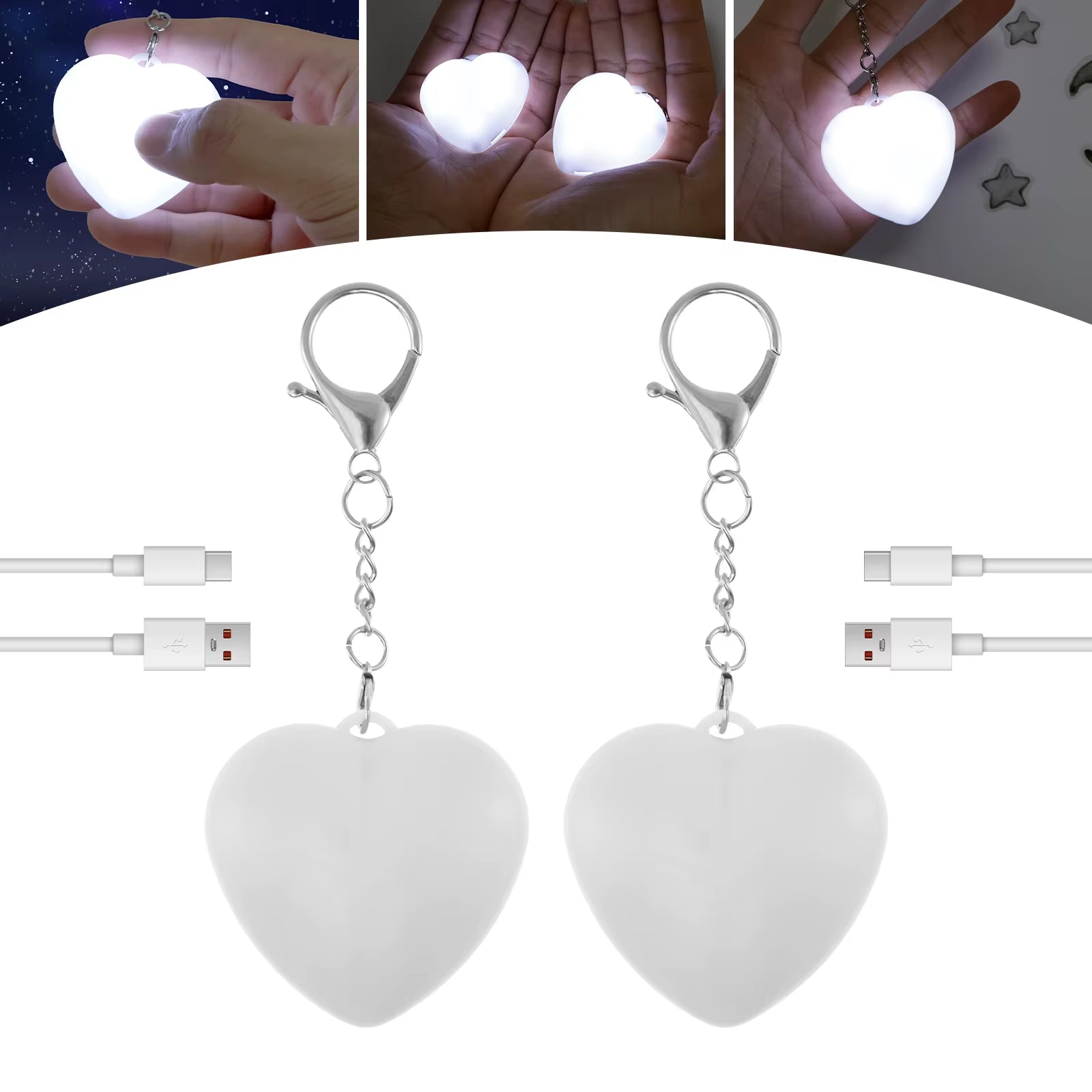 2Pc Purse Glow Heart Light LED Automatic Sensor Purse Light Touch Activated Handbag Light Handbag Night Light Handbag Purse Lamp