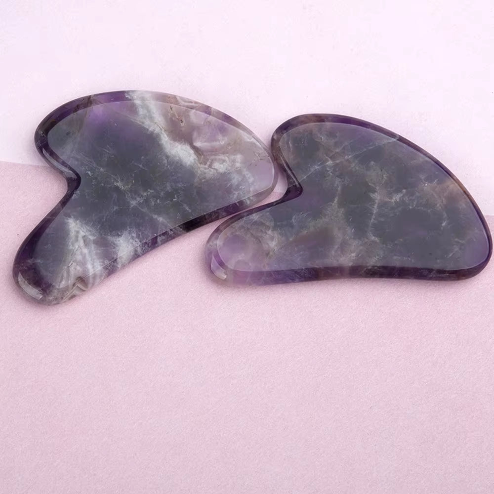 Natural Amethyst Jade Face Lift Massage Body Gua Sha Scraper Skincare Scraping Beauty Facial Massager Tool Gouache Scraper