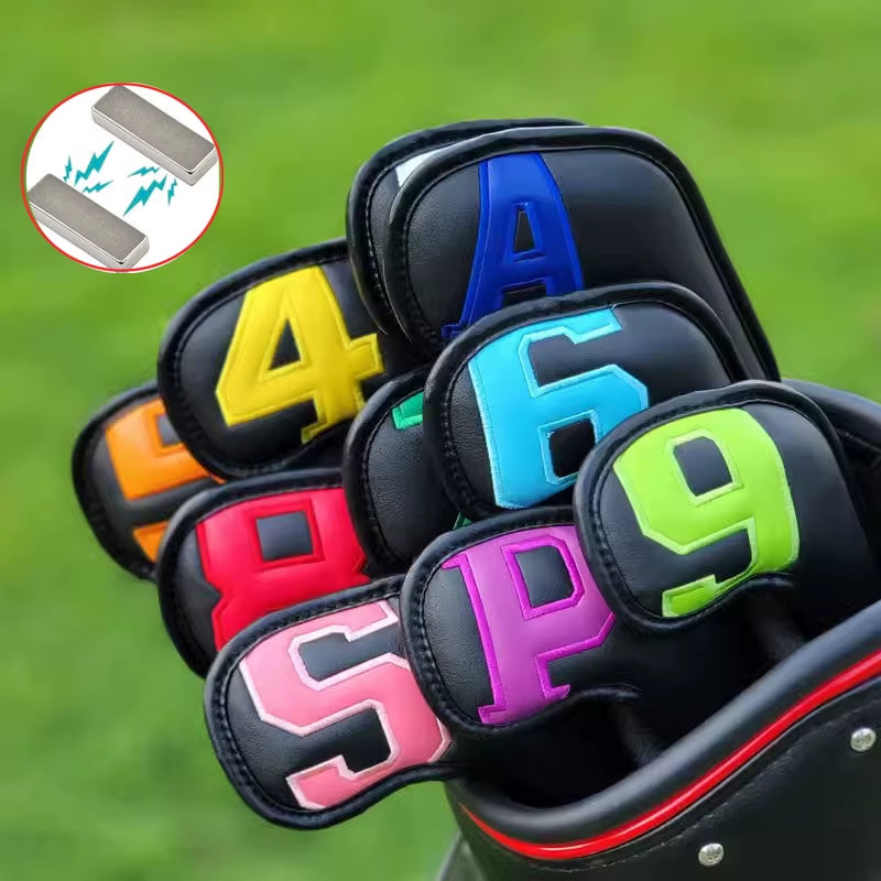 10Pcs Magnetic Golf Iron Wedge High-End Golf Iron Head Cover Iron Head Cover Cover 3-9 ASP 10Pcs 6 Colors Golf Accessories