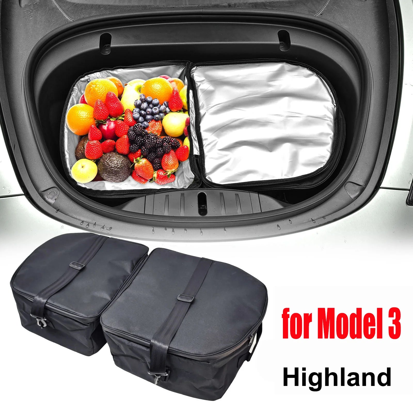 Frunk Cooler Insulated Storage for Tesla New Model Y Juniper 2025 2026 Model 3+ Highland Front Trunk Organizer Bag with Straps