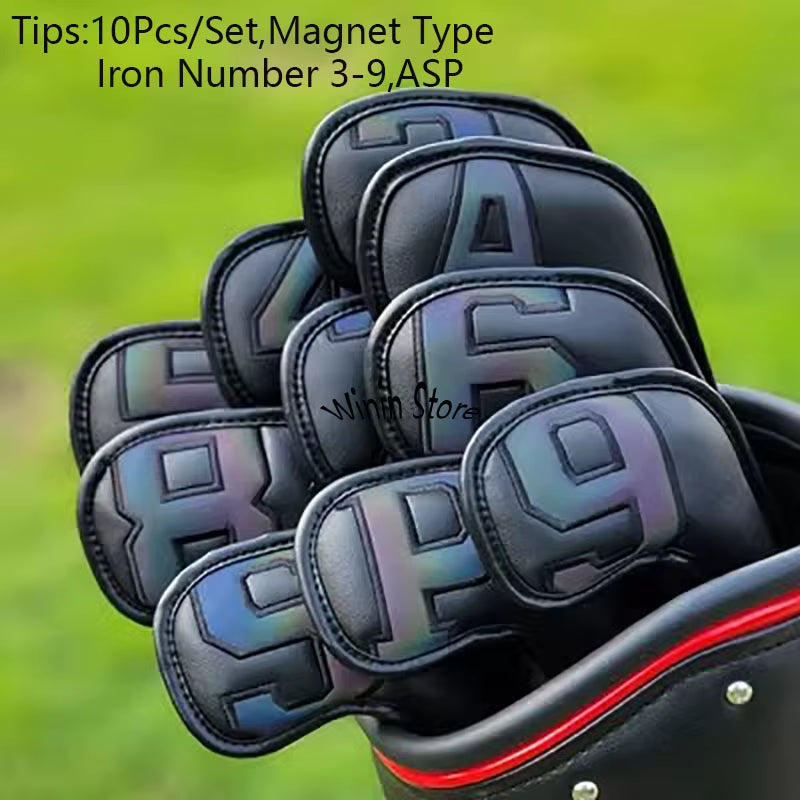 10Pcs Magnetic Golf Iron Wedge High-End Golf Iron Head Cover Iron Head Cover Cover 3-9 ASP 10Pcs 6 Colors Golf Accessories