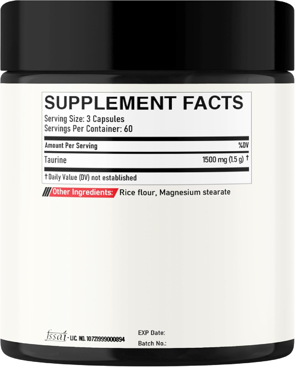 1500Mg Premium Taurine Supplement - 180 Capsules - 2-Month Supply