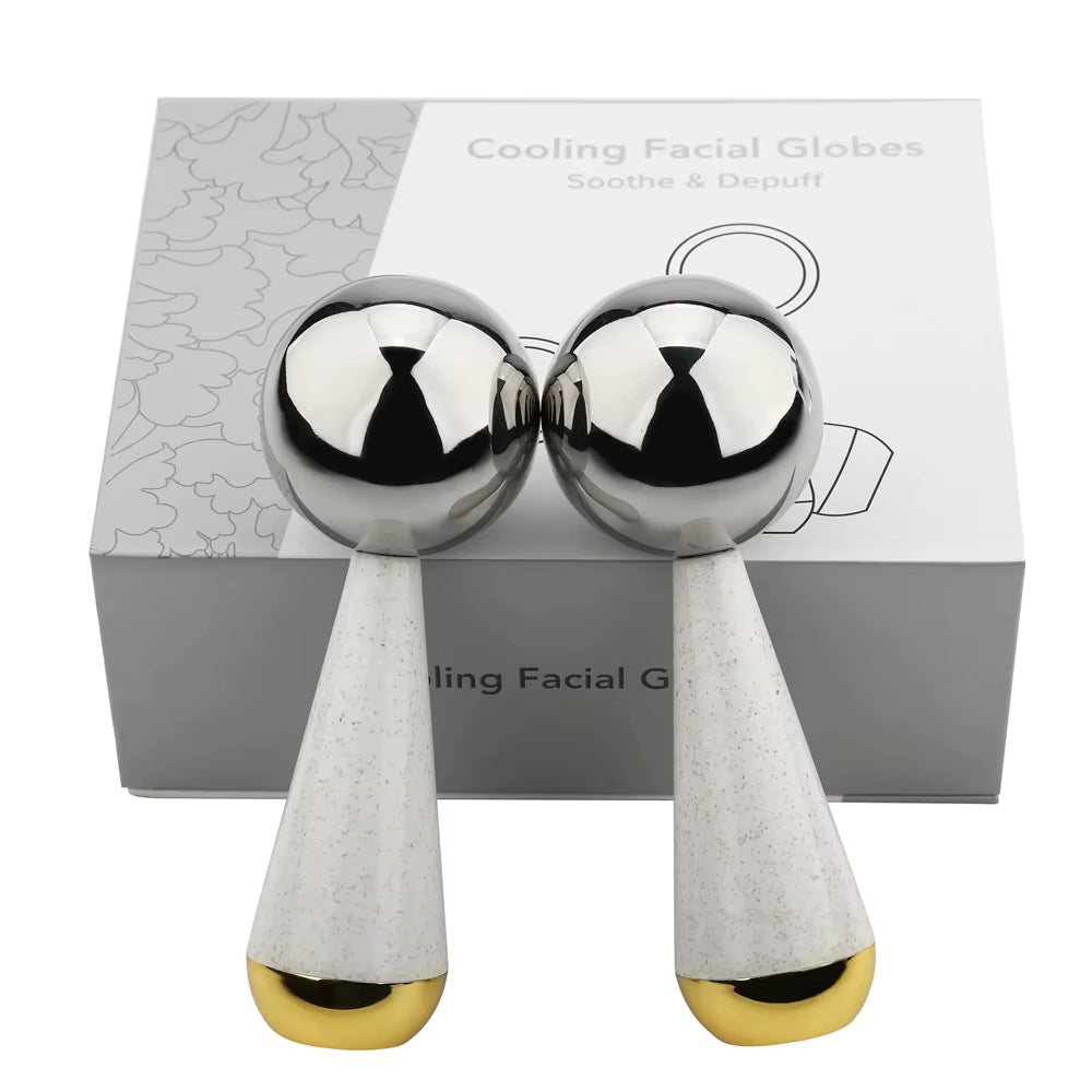 Ice Globes for Facials 360 Rotating Unbreakable Steel Ice Globes Ice Roller for Face and Eyes Ideal Skincare Tool for Facials