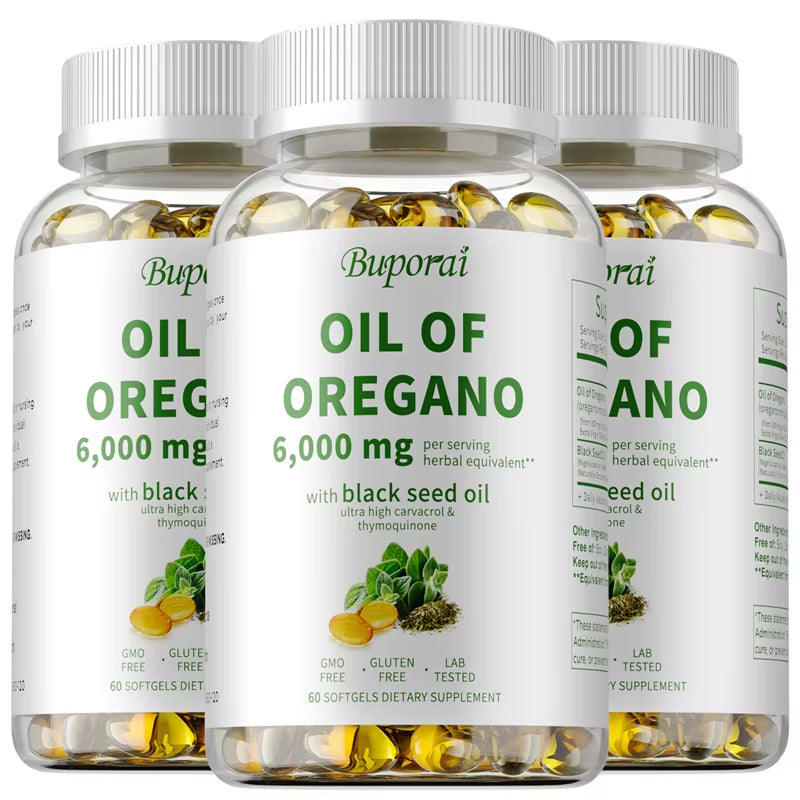 Oil of Oregano - Contains Black Seed Oil, Which Promotes Immune and Digestive Health, Fights Inflammation, and Relieves Bloating