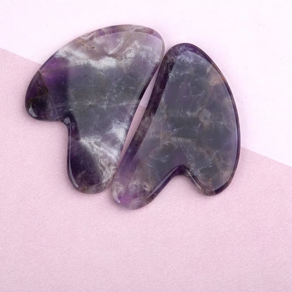 Natural Amethyst Jade Face Lift Massage Body Gua Sha Scraper Skincare Scraping Beauty Facial Massager Tool Gouache Scraper