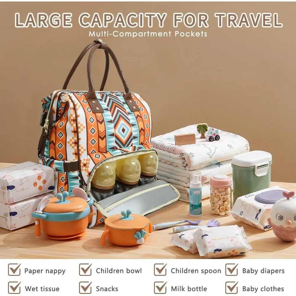 Ladies' Diaper Bag Backpack - a Wranger-Style Baby Bag for Mothers, with a Spacious Design That Pairs Well with Stroller Belts and Pacifiers. This Multi-Functional Travel Diaper Bag Is Suitable for Both Men and Women