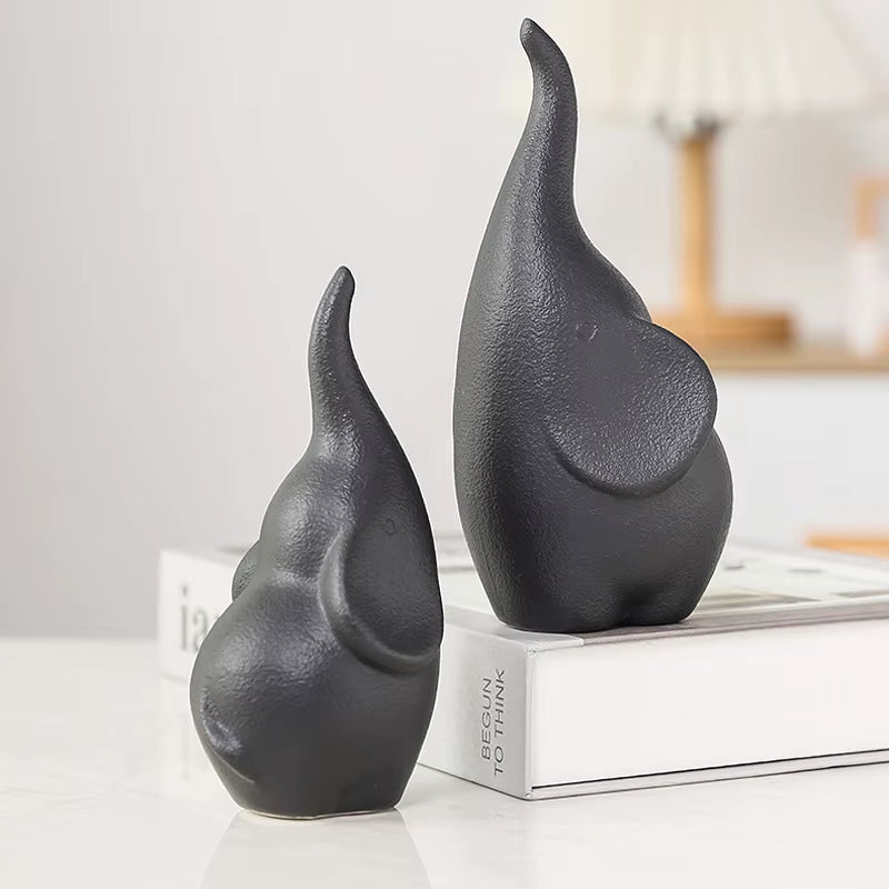 White Porcelain Elephant Ornament Living Room Decor Miniature Item Office Decoration Accessories Home Garden Bedroom Decorations