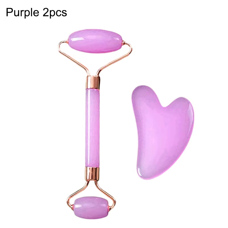 2Pcs Ice Face Roller Gua Sha Scraper Set Portable Face Neck Skincare Tool Facial Massage Roller Lifting Contouring Beauty Tools