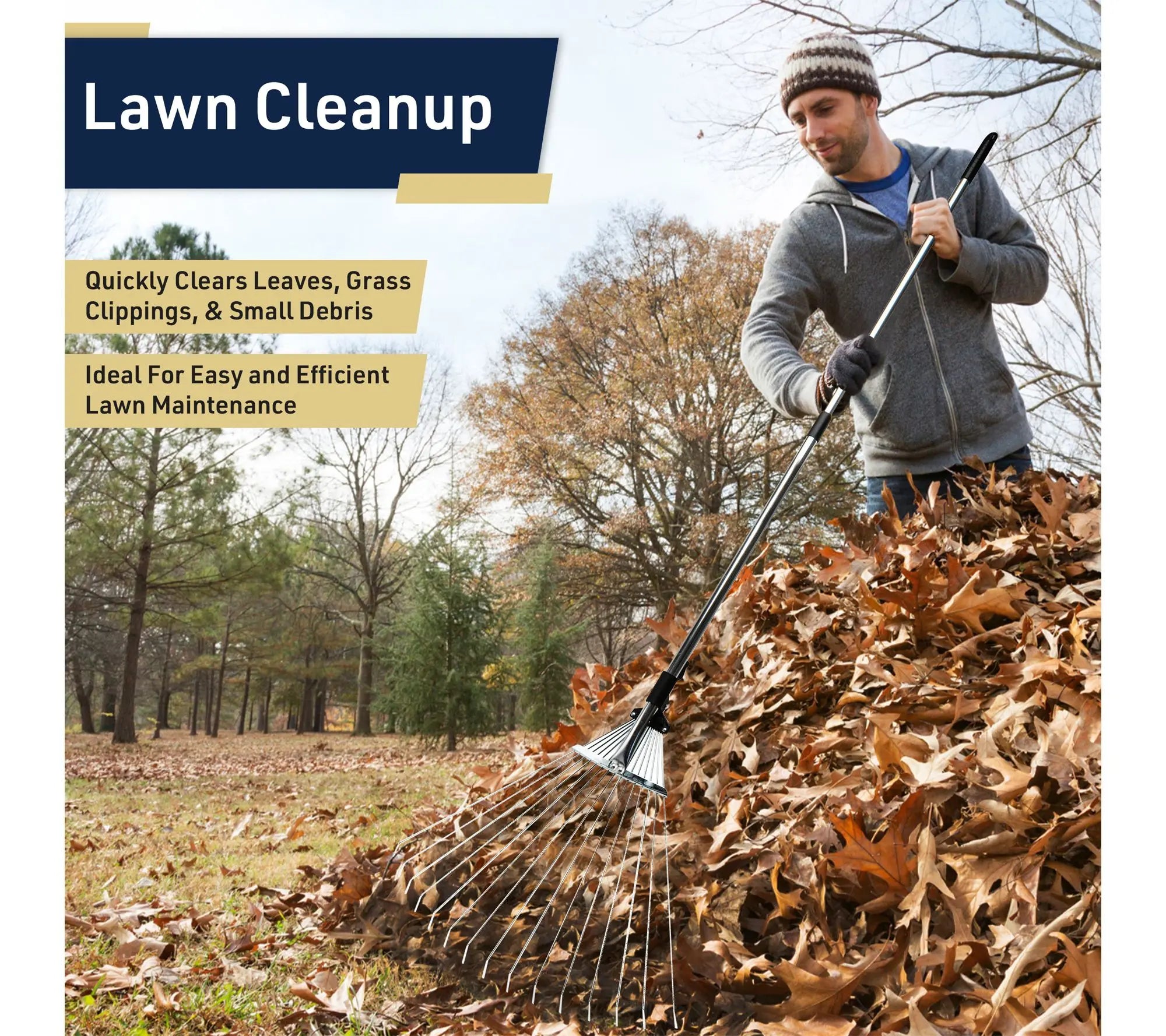 Kings County Adjustable Metal Rake with Expandable Handle