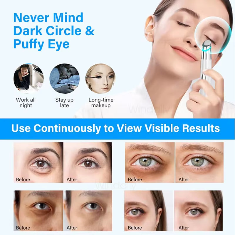 IPL Eye Face Massager Vibration Heated Facial Massage Wand Pen Dark Circles Puffiness anti Wrinkle Skin Care Tool Beauty Device