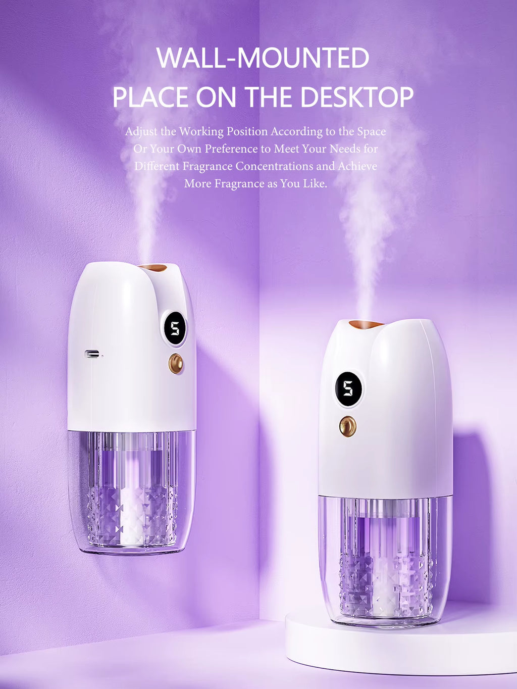 Multi-Functional Rechargeable Portable Aroma Diffuser Essential Oil Diffuser Timer Air Freshener Car Home Living Room Bathroom