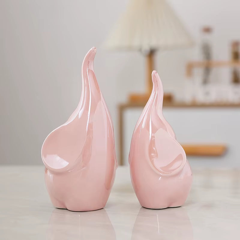 White Porcelain Elephant Ornament Living Room Decor Miniature Item Office Decoration Accessories Home Garden Bedroom Decorations