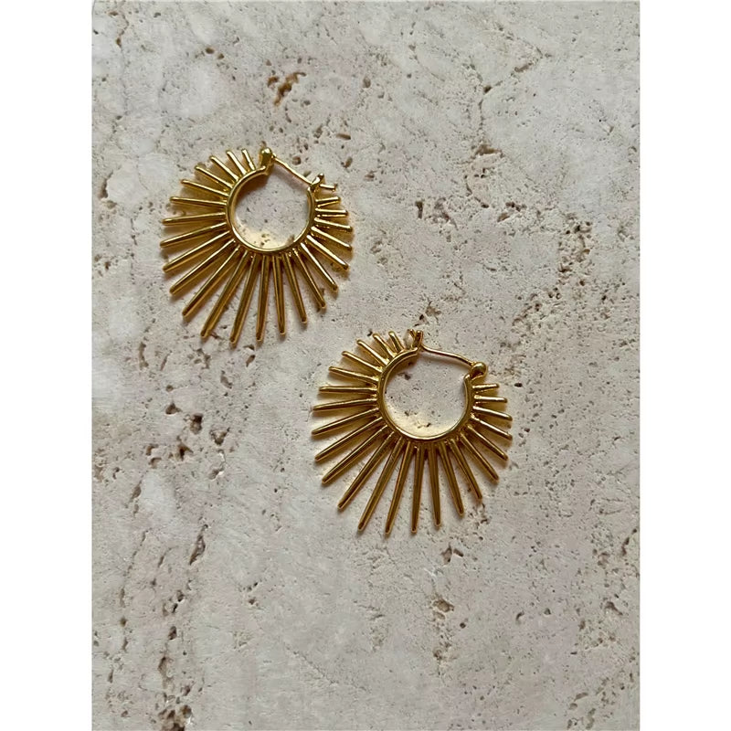 Metal Exaggerated Fan-Shaped Earrings for Women with Geometric Irregularly Shaped Earrings and Jewelry Accessories Gift