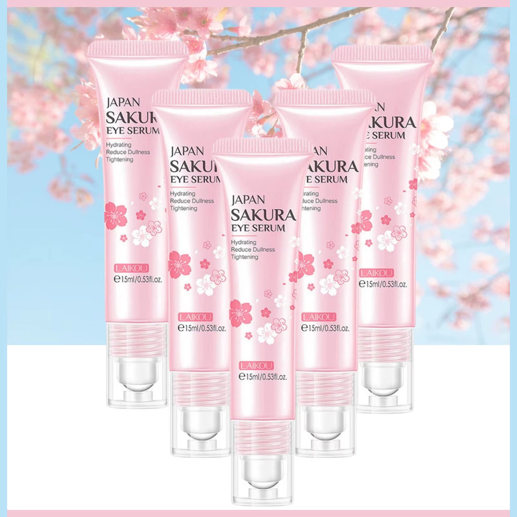 1/3/5Pcs Sakura Eye Essence Cream Eye with Massage Ball Firming Anti-Dark Circles Anti-Puffiness Bags Anti-Aging under Eye Serum