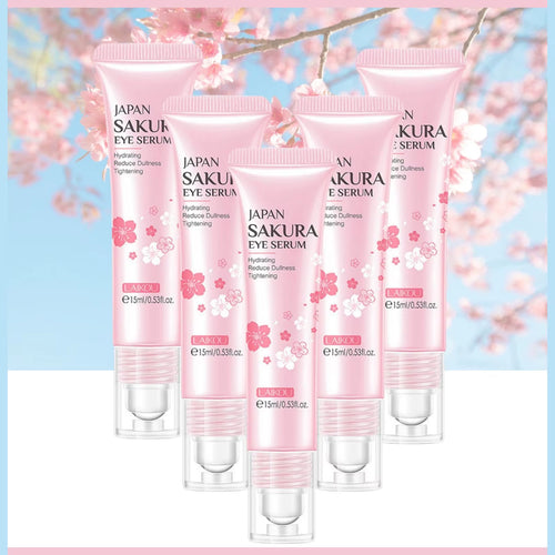 1/3/5Pcs Sakura Eye Essence Cream Eye with Massage Ball Firming Anti-Dark Circles Anti-Puffiness Bags Anti-Aging under Eye Serum