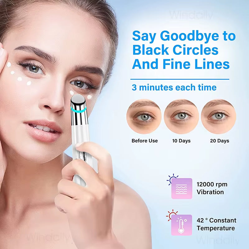 IPL Eye Face Massager Vibration Heated Facial Massage Wand Pen Dark Circles Puffiness anti Wrinkle Skin Care Tool Beauty Device
