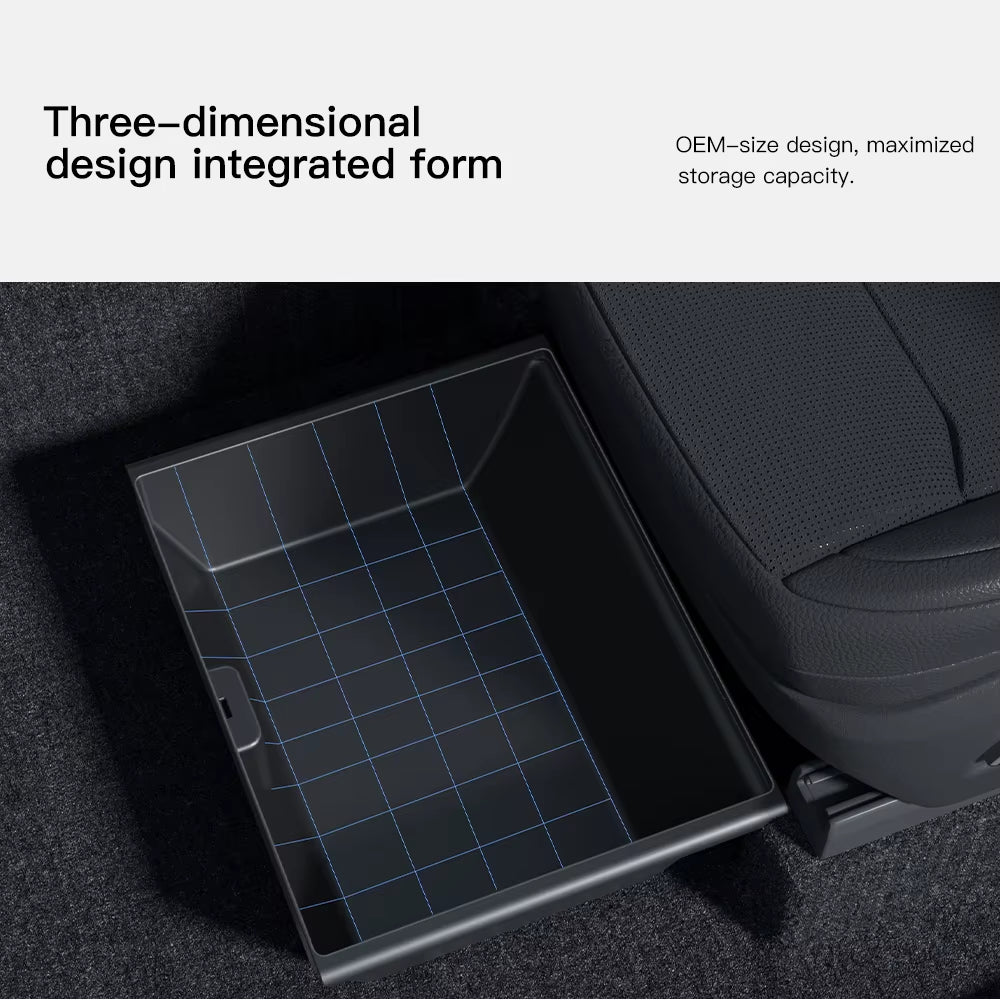 for Tesla Model Y 2026 Juniper Launch under Seat Storage Box Case Car Seat Organizer Vehicle Underseat Drawer Tray Accessory