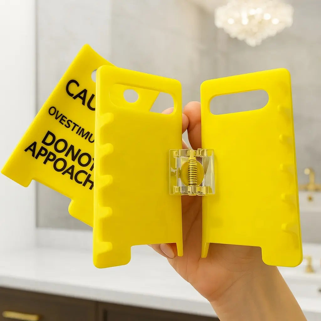 Overstimulated Caution Sign Hair Claw Clip, Setting Boundaries Caution Sign Hair Claw for Women, Funny Mental Health Awareness Gift, Large Hair Clips for All Hair, Yellow Novelty Hair Accessory