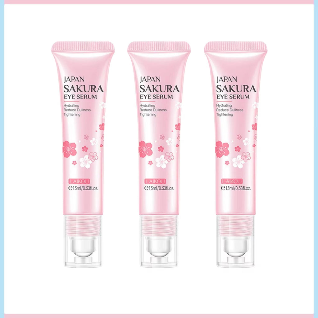 1/3/5Pcs Sakura Eye Essence Cream Eye with Massage Ball Firming Anti-Dark Circles Anti-Puffiness Bags Anti-Aging under Eye Serum