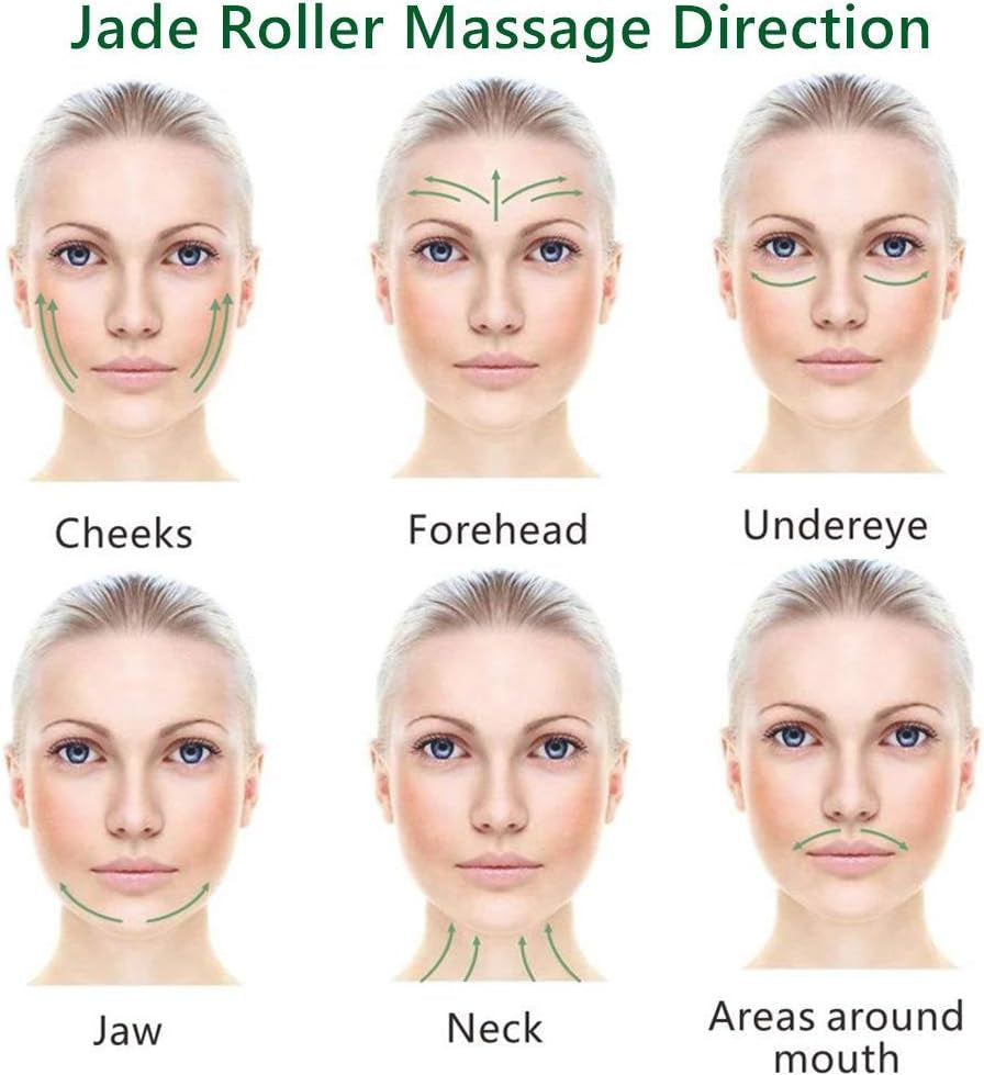 Jade Roller for Face and Gua Sha Set Face Roller Natural Jade Stone for anti Aging,Eye Puffiness Wrinkles,Skincare Massage Tools for Face Eyes