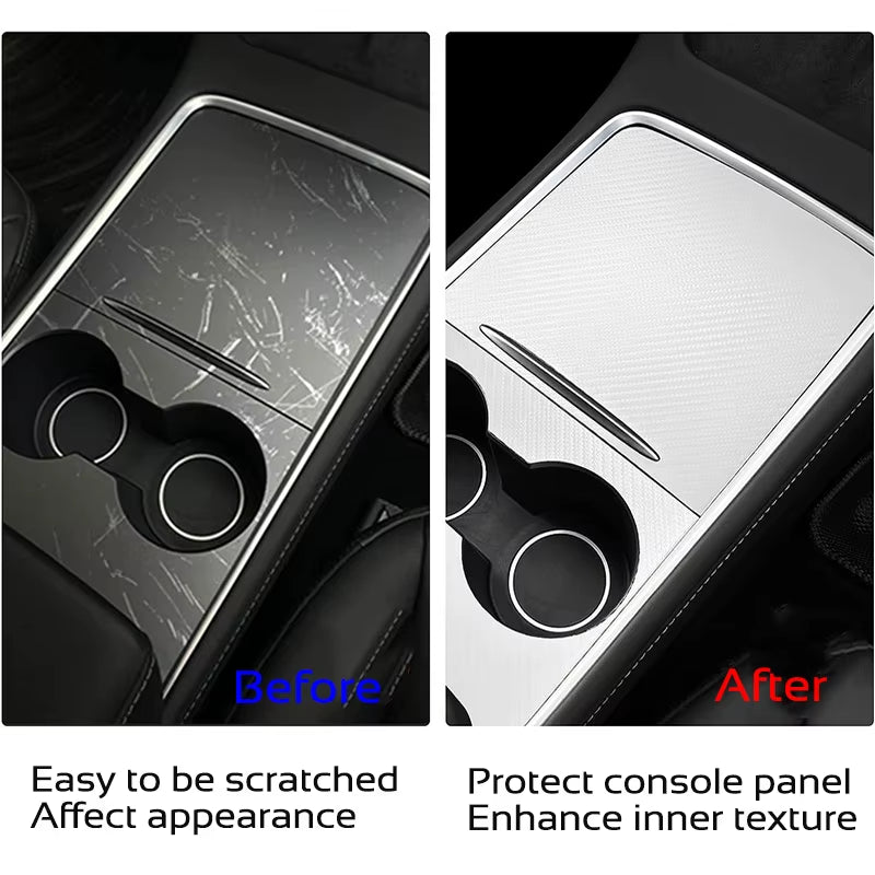 For Tesla Model 3 Highland Y Juniper 2021-2026 PU Center Console Protector Cover Central Control Panel Sticker Film Accessories