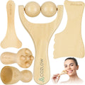 Gua Sha Facial Massage Tools (5 Piece Set), Wooden Face Massage Therapy Kit for Face Lifting, Lymphatic Drainage, Skin Care & Anti-Aging