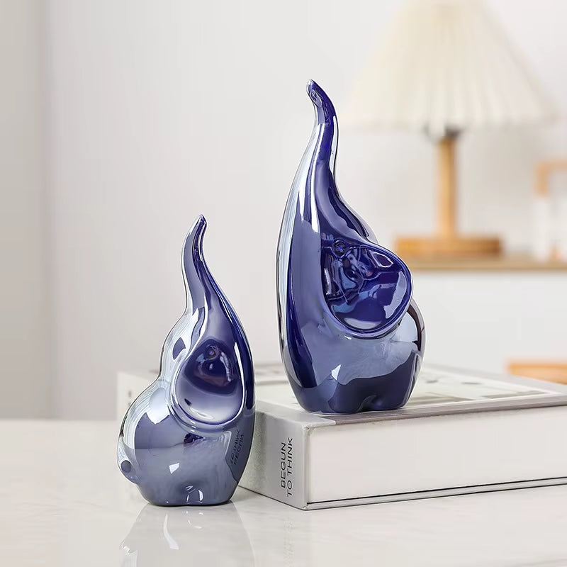 White Porcelain Elephant Ornament Living Room Decor Miniature Item Office Decoration Accessories Home Garden Bedroom Decorations