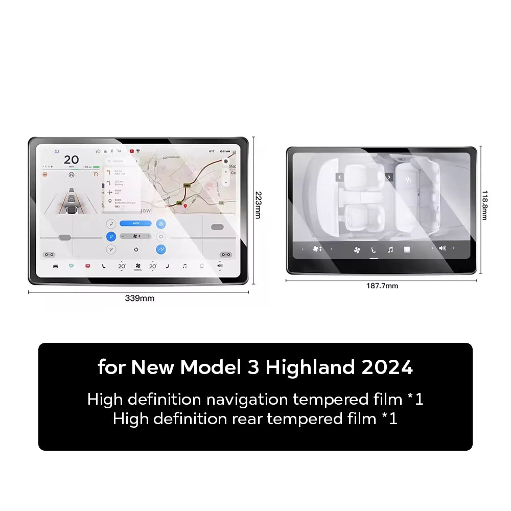 Tempered Glass Film Protector for New Tesla Model Y Launch Juniper 2026 2025 Model 3 Highland 2024 Touch Screen Protective Film