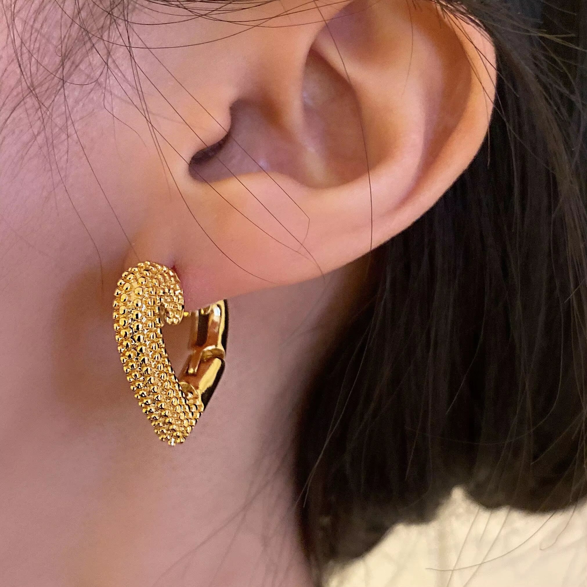 South Korea Exaggerated Texture Heart Earrings Women Simple Geometric Earrings Long Women'S Jewelry Accessories