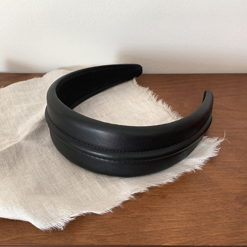 Temperament Western Style High-End High-Grade Leather Wide Brim Hair Band