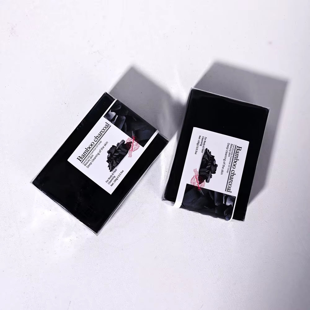 100G Bamboo Charcoal Soap Natural Organic Activated Charcoal Private Label Handmade Blackhead Removal Black Soap