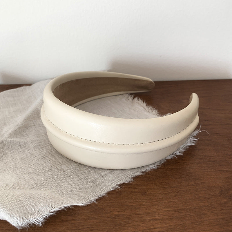 Temperament Western Style High-End High-Grade Leather Wide Brim Hair Band