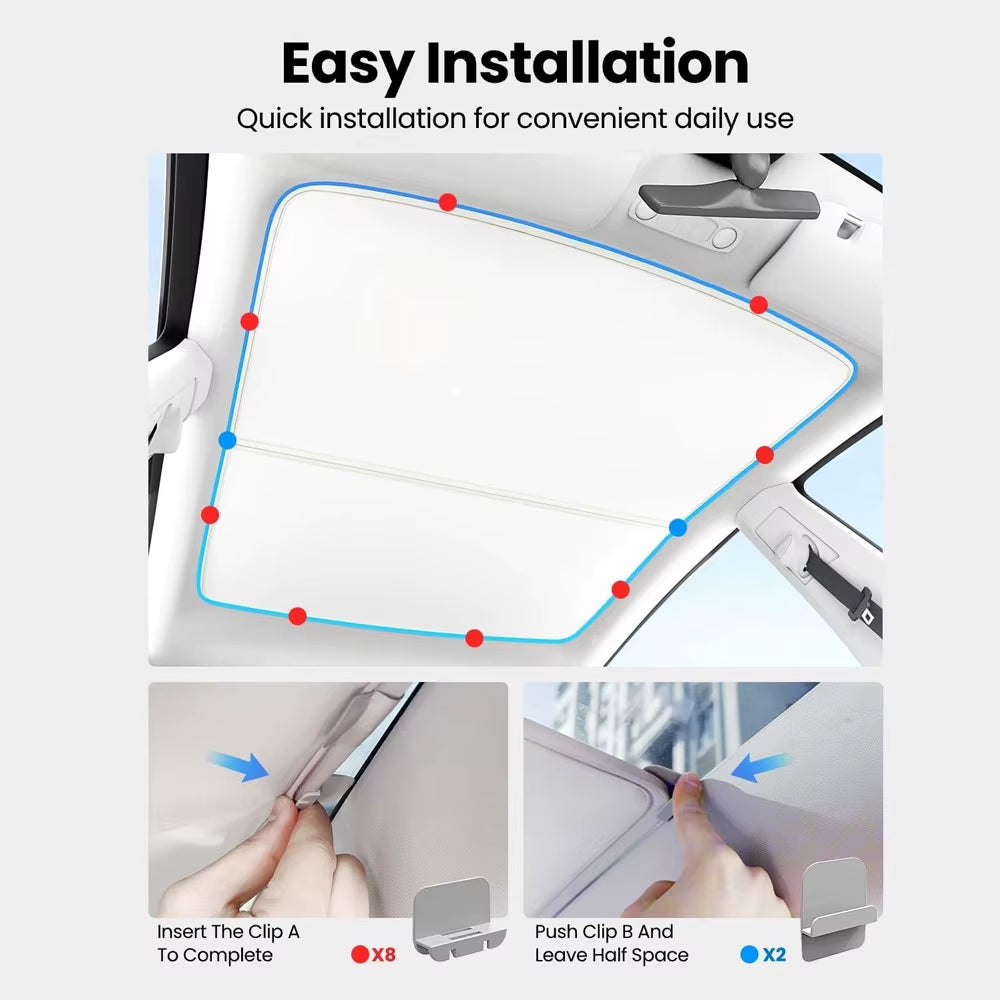 Sunshades for Tesla Model 3 Sunroof Highland 2026 Model Y 2020-26 Ice Cloth Buckle Sun Pare Glass Front Rear Skylight Accessory