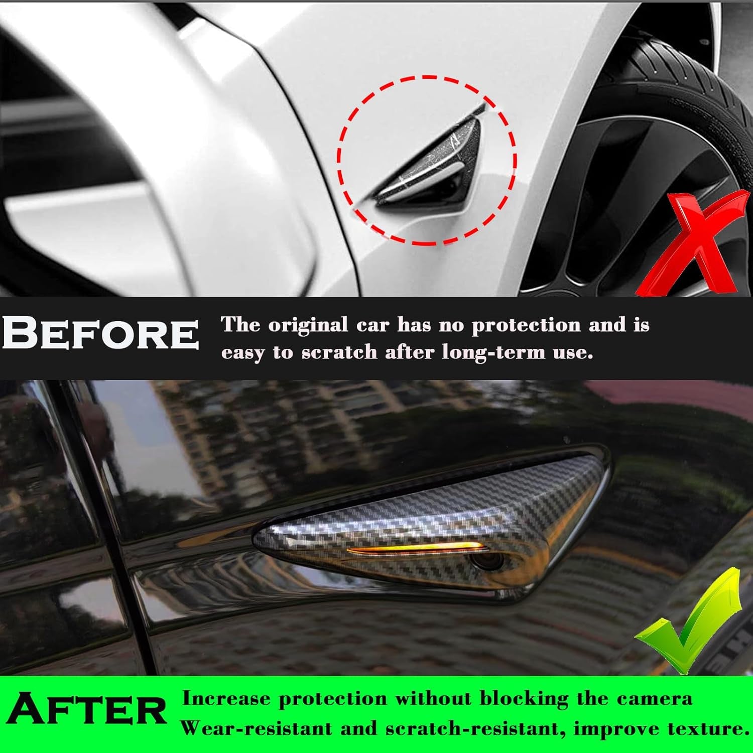 for 2026 2025 2024 Tesla Model 3/Y HW4.0 Side Camera Protection Cover Decoration Accessories Fit for Tesla Model 3/Y with HW4.0 (Hw4.0-A-Glossy Carbon Fiber Pattern)