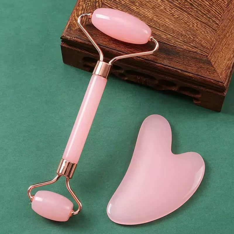 2Pcs Ice Face Roller Gua Sha Scraper Set Portable Face Neck Skincare Tool Facial Massage Roller Lifting Contouring Beauty Tools