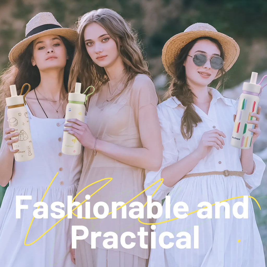 Augshark 24 Oz Insulated Water Bottle, 316 Stainless Steel Liner Tumbler with Handle & Flip Straw, Leak-Proof Vacuum Bottle for Gym, Travel, Sports, School Cup Gift Thermal Bottle