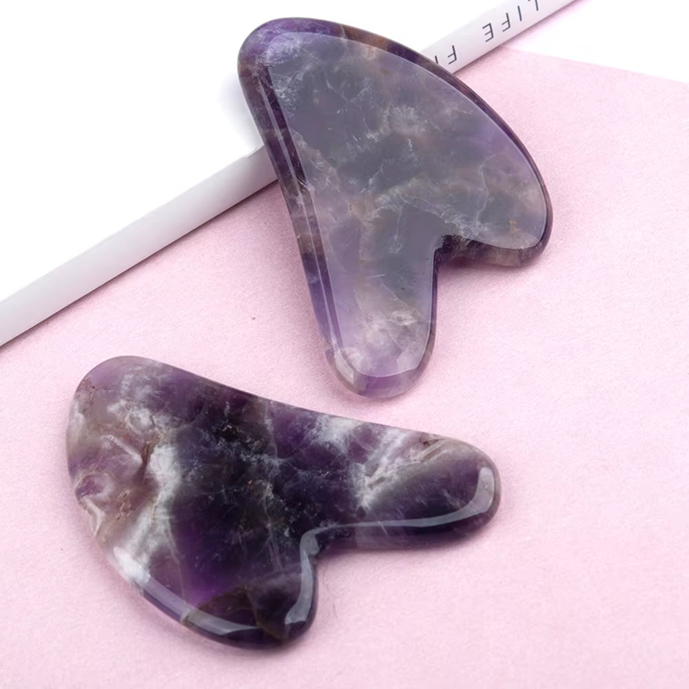 Natural Amethyst Jade Face Lift Massage Body Gua Sha Scraper Skincare Scraping Beauty Facial Massager Tool Gouache Scraper