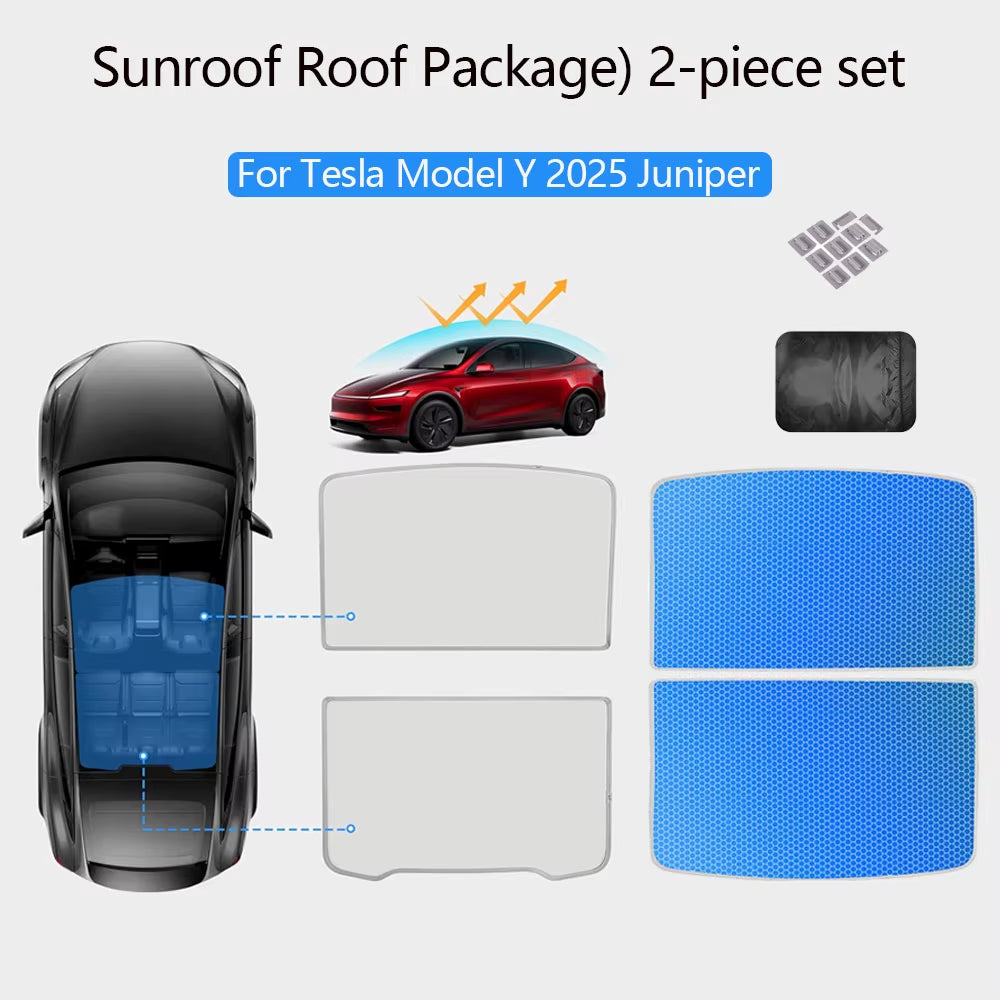 Sunshades for Tesla Model 3 Sunroof Highland 2026 Model Y 2020-26 Ice Cloth Buckle Sun Pare Glass Front Rear Skylight Accessory