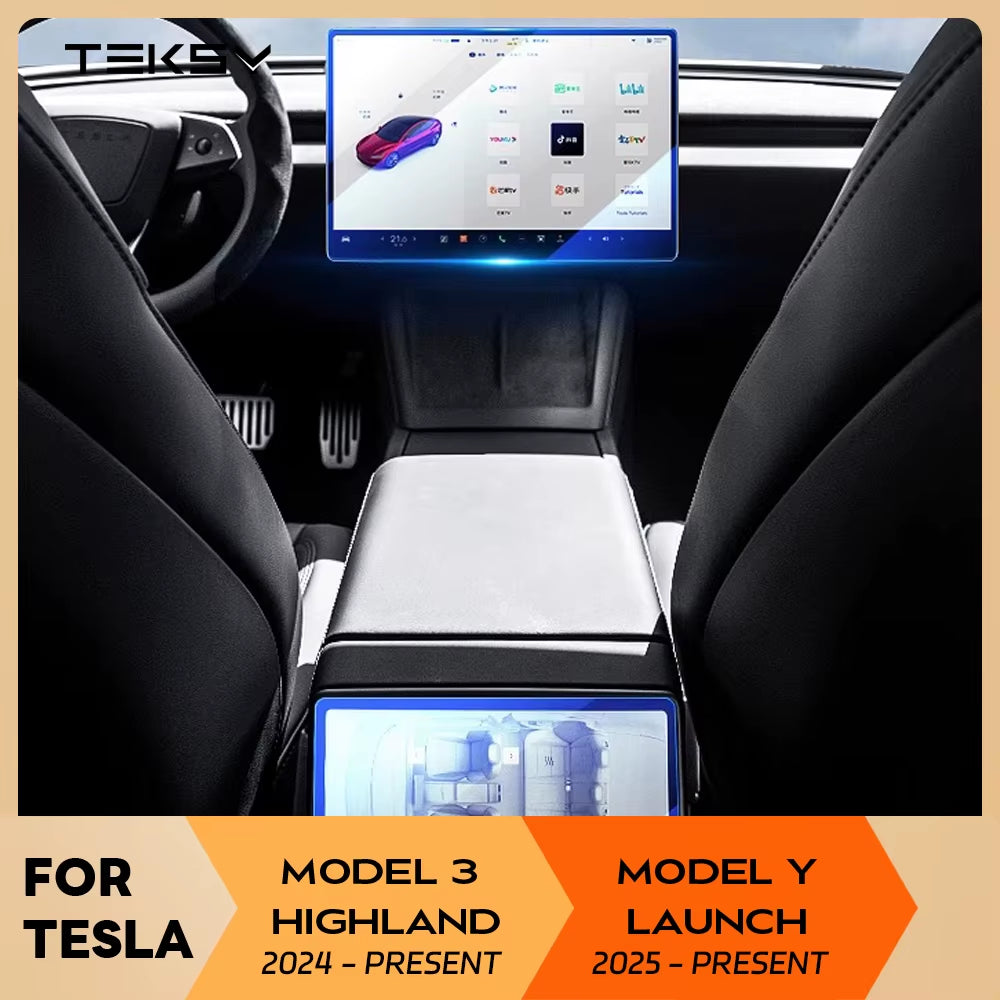 Tempered Glass Film Protector for New Tesla Model Y Launch Juniper 2026 2025 Model 3 Highland 2024 Touch Screen Protective Film